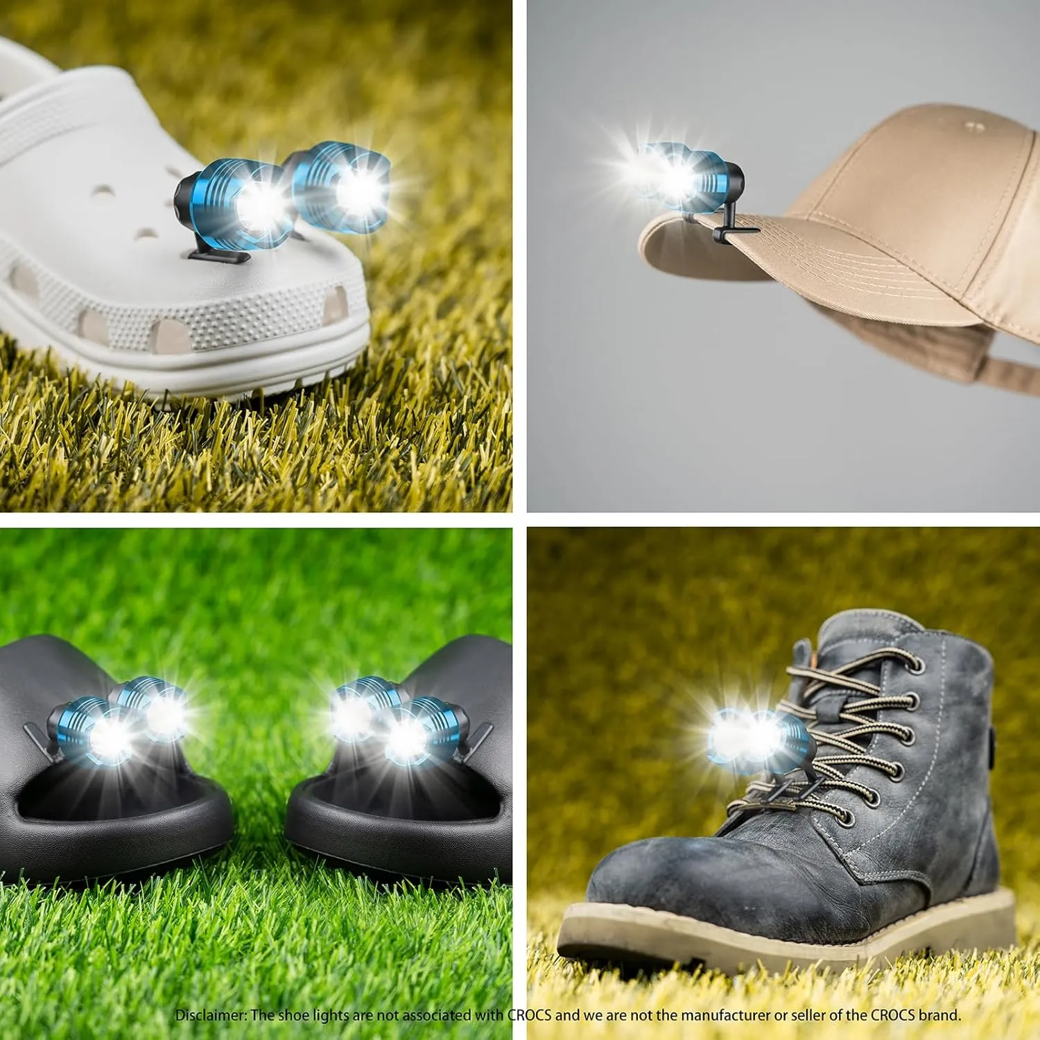 Headlights - 4pcs LED Lights for Shoes Charm Accessories, IP68 Waterproof for Adults and Kids - Hiking, Walking Dog and Camping Gear Essentials-0912