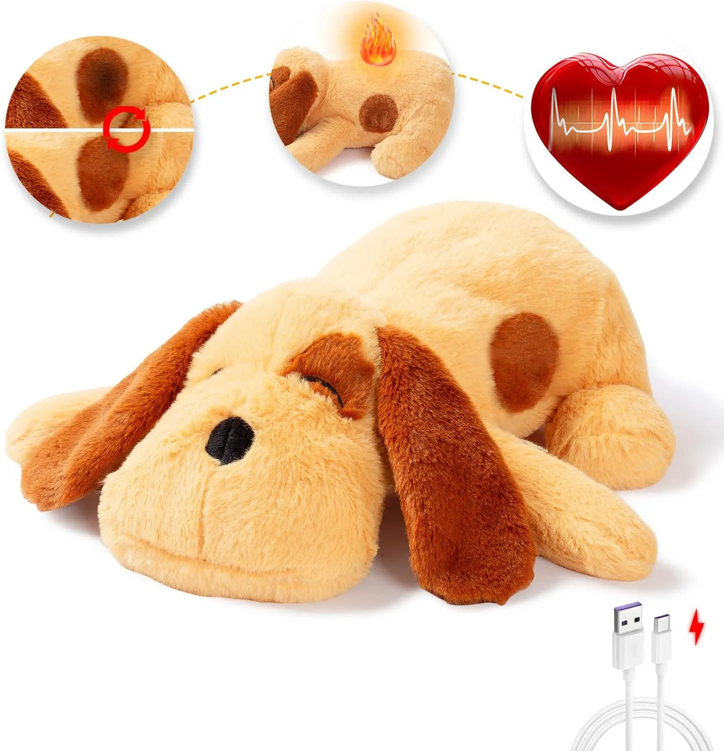 Heartbeat Puppy Toys for Dogs, [2025 Newly Upgraded] More Lifelike Mom with Upgraded Simulating Breathing/Body Temperature Dog Toys, Dog Anxiety Relief and Calming Aid,USB Rechargeable