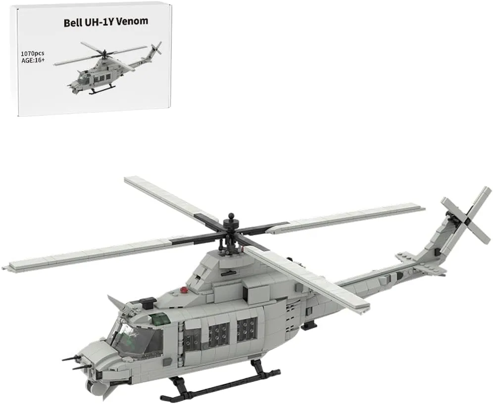 Helicopter Building Kit, Bell UH-1Y Venom Military Airplane Model Toy Sets, Creative MOC Building Blocks for Adults (1070PCS), Large, YUM51XG1339NH593DO