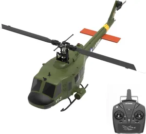 Helixsun RC Helicopter for Adults F07 1/34 Scale UH-1 Huey 2.4G 6CH Brushless Direct-Drive 3D/6G Flybarless RC Helicopter Model with Optical Flow Positioning (RTF Version/Double Mode)