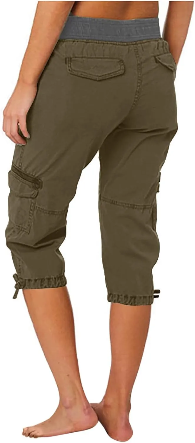 Hiking Capris for Women Lightweight Quick Dry Cargo Capri Travel Pants Women Casual Fashion Capris with Pockets