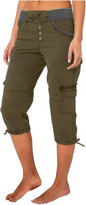 Hiking Capris for Women Lightweight Quick Dry Cargo Capri Travel Pants Women Casual Fashion Capris with Pockets