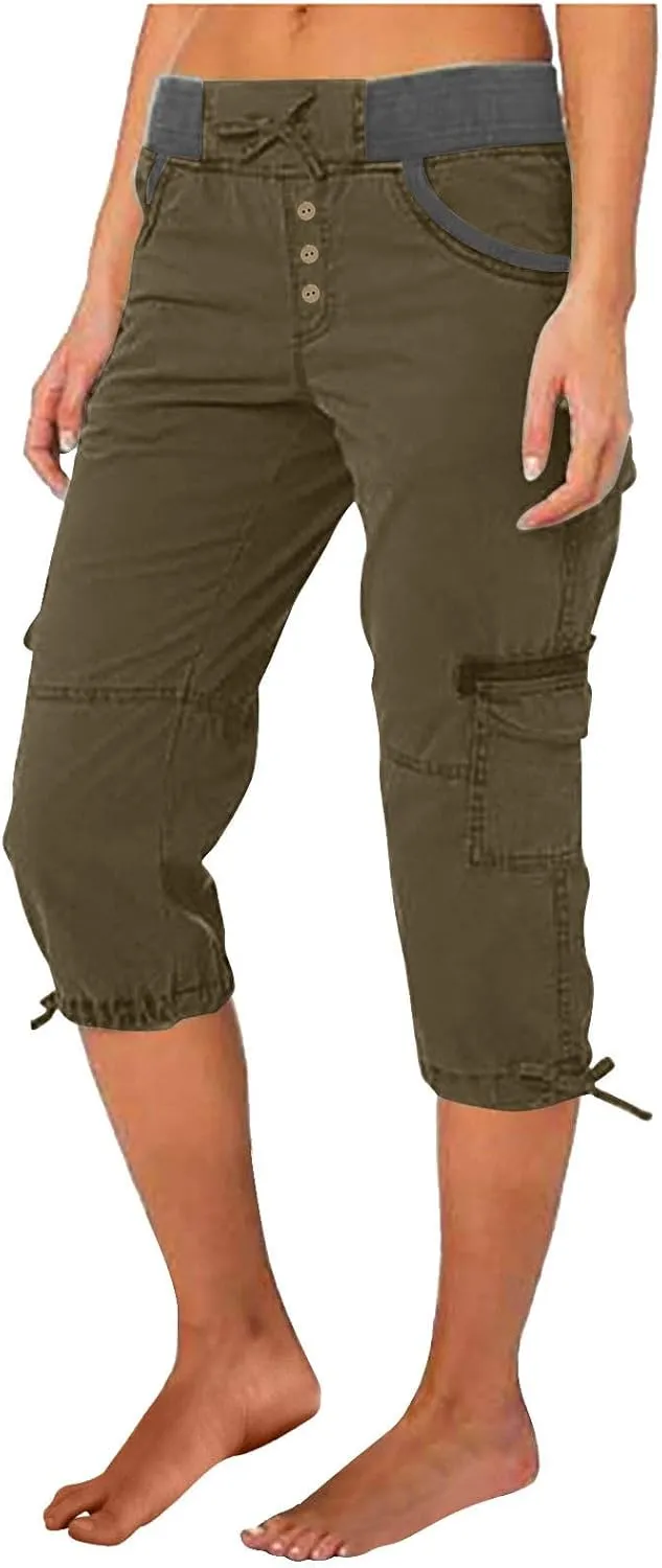 Hiking Capris for Women Lightweight Quick Dry Cargo Capri Travel Pants Women Casual Fashion Capris with Pockets