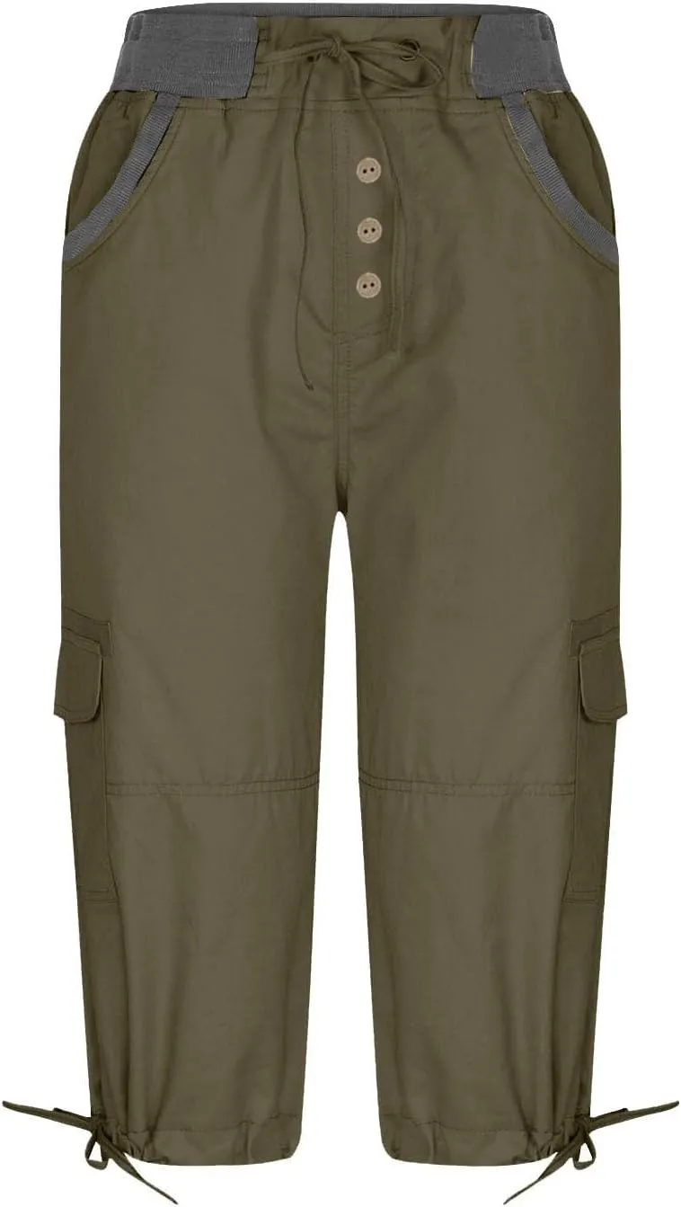 Hiking Capris for Women Lightweight Quick Dry Cargo Capri Travel Pants Women Casual Fashion Capris with Pockets