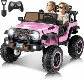 Hikole 24 Volt Ride On Car with Remote Control, 2WD/4WD Switchable 2 Seater XL Electric Car for Kids w/20 Inch Wide Seat, 4X100W Power Toys Wheels 24v Vehicles for Girls w/Music - Pink