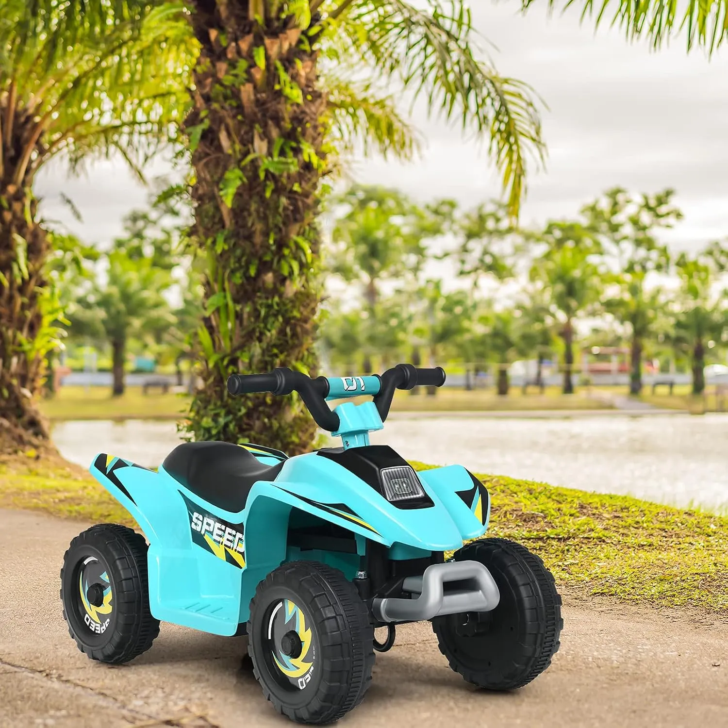 HOMGX Kids ATV, Electric Mini Quad w/Anti-Slip Wheels, 6V Battery Powered Four Wheelers for Boys w/ 2 Speeds, Forward/Reverse Switch, Ride On Toy Car, Motorized 4 Wheeler for Kids (Blue)