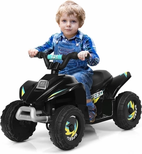 HOMGX Kids ATV, Electric Mini Quad w/Anti-Slip Wheels, 6V Battery Powered Four Wheelers for Boys w/ 2 Speeds, Forward/Reverse Switch, Ride On Toy Car, Motorized 4 Wheeler for Kids (Black)