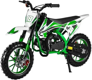 Honrane 50cc Dirt Bike for Kids, 2-Stroke Gas Power Motocross Bike, Off Road Mini Dirt Bike, Cool Appearance Kids Dirt Bike, Gas Motorcycle, Gas Dirt Bike with Front Rear Disc Brakes New Green