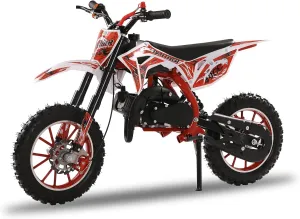 Honrane 50cc Dirt Bike for Kids, 2-Stroke Gas Power Motocross Bike, Off Road Mini Dirt Bike, Cool Appearance Kids Dirt Bike, Gas Motorcycle, Gas Dirt Bike with Front Rear Disc Brakes Standard Red