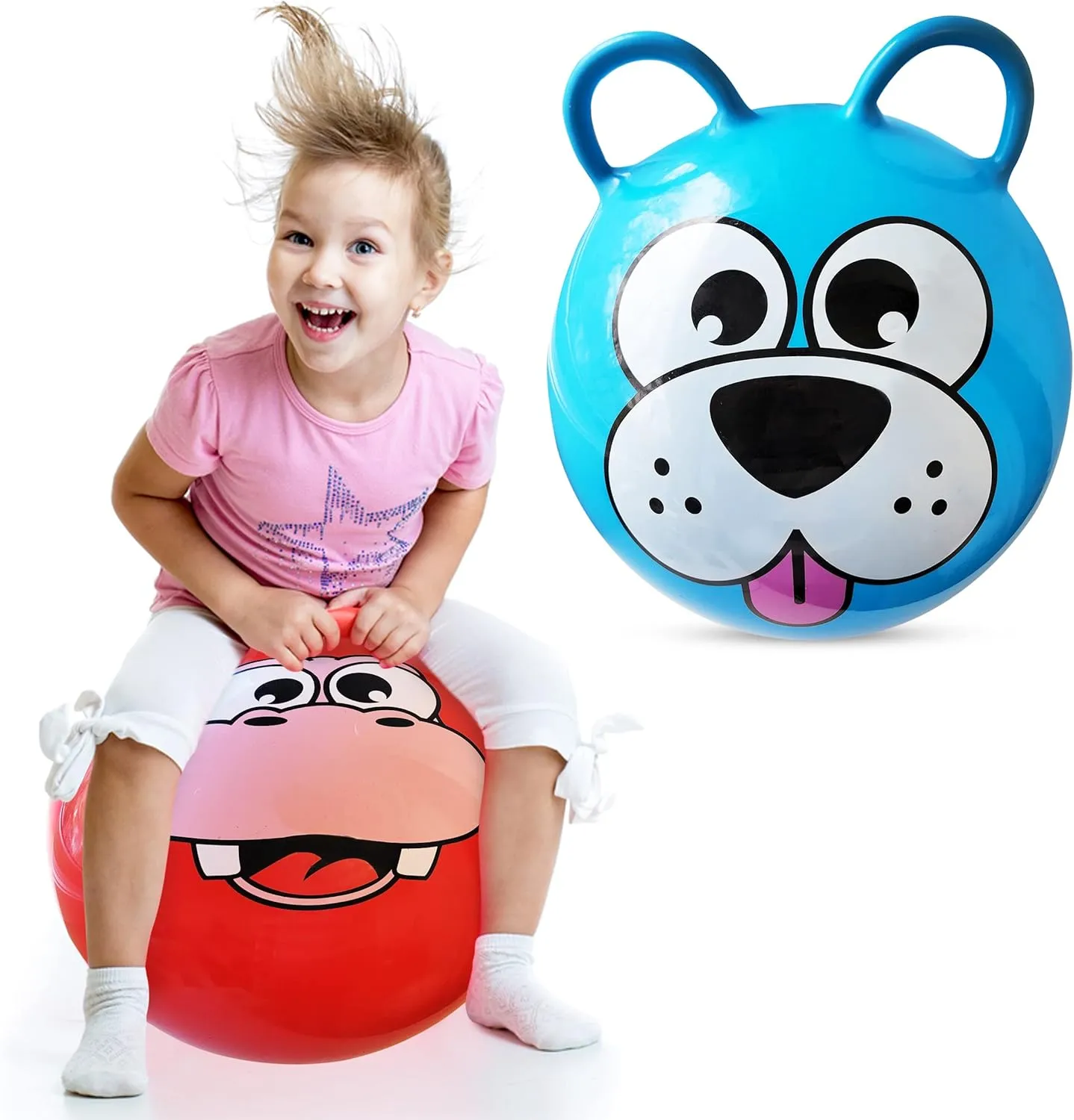 Hopper Balls for Kids (2 Pack) 20 Inch Bouncing Ball with 2 Handle Bouncing Jumping Ball for Toddlers, Kids 3  (2 Pack) Colors May Very