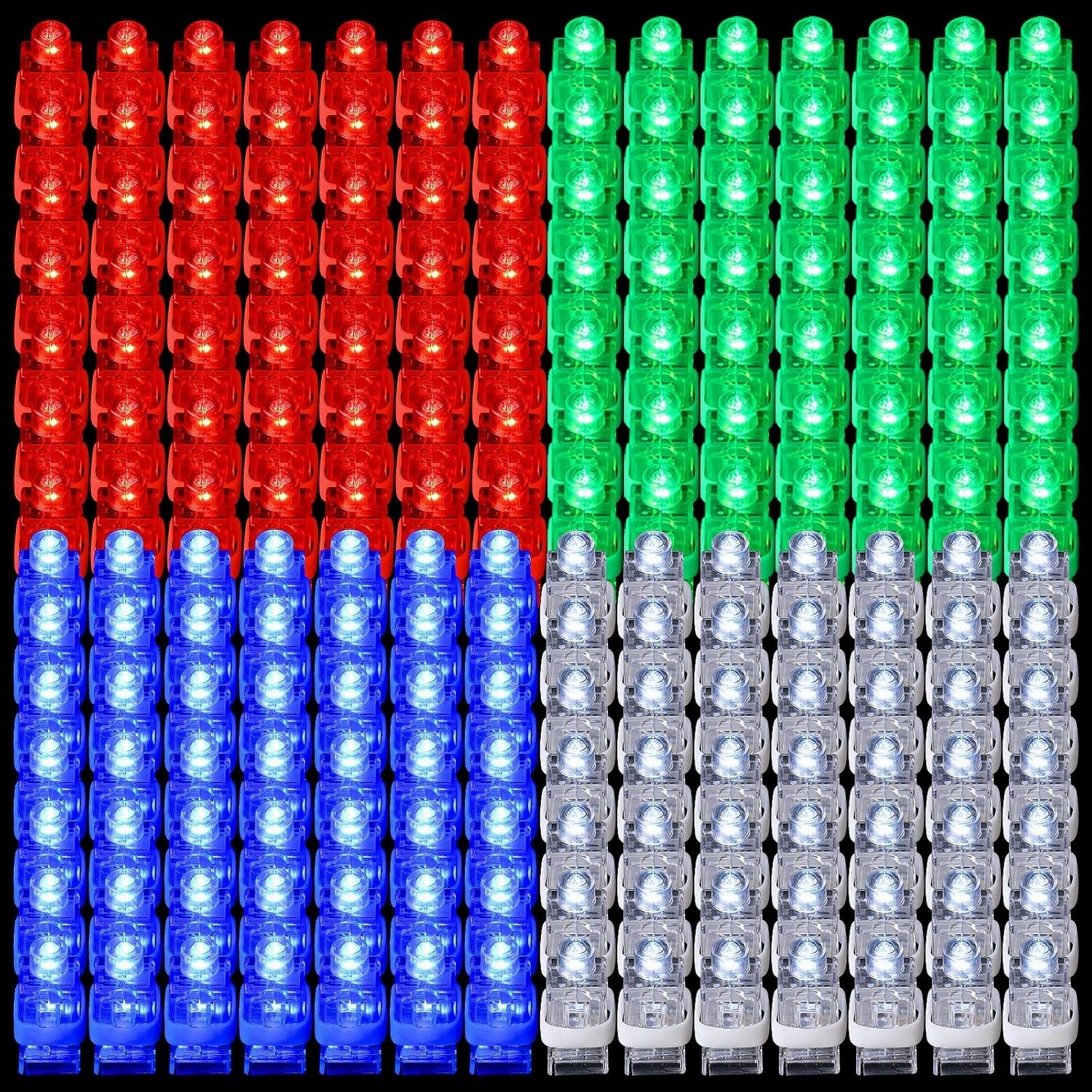 Hortsun 200 Pcs LED Finger Lights Mini Finger Flashlights for Kids Glow in The Dark Party Supplies Light up Ring Lights Toys Neon Party Favors for Kids Birthday, Red Green Blue White