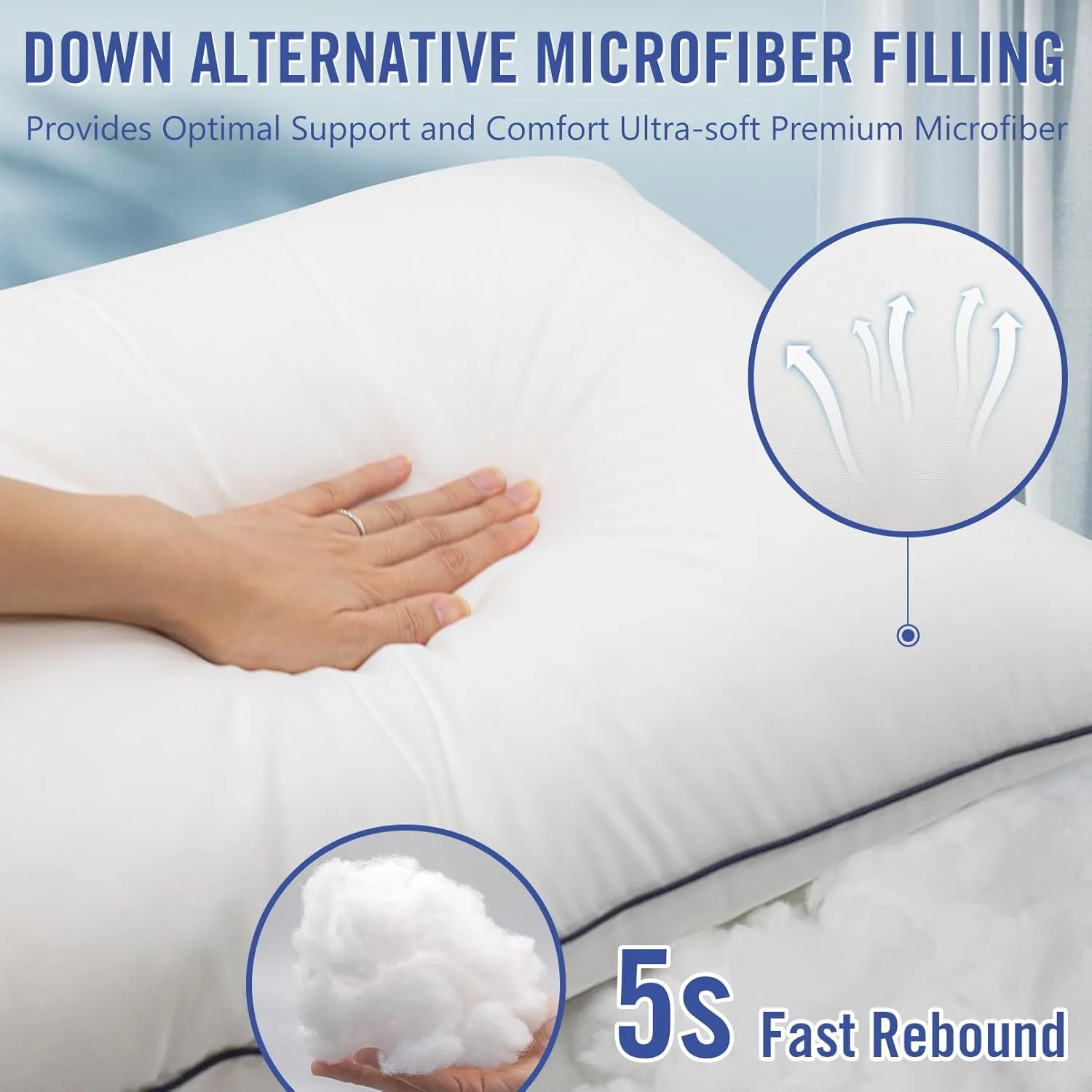 Hotel Collection Bed Pillows for Sleeping 2 Pack King Size Cooling Pillows Set of 2 for Back, Stomach or Side Sleepers, Super Soft Down Alternative Microfiber Filled Pillows