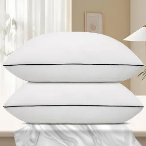 Hotel Collection Bed Pillows for Sleeping 2 Pack King Size Cooling Pillows Set of 2 for Back, Stomach or Side Sleepers, Super Soft Down Alternative Microfiber Filled Pillows