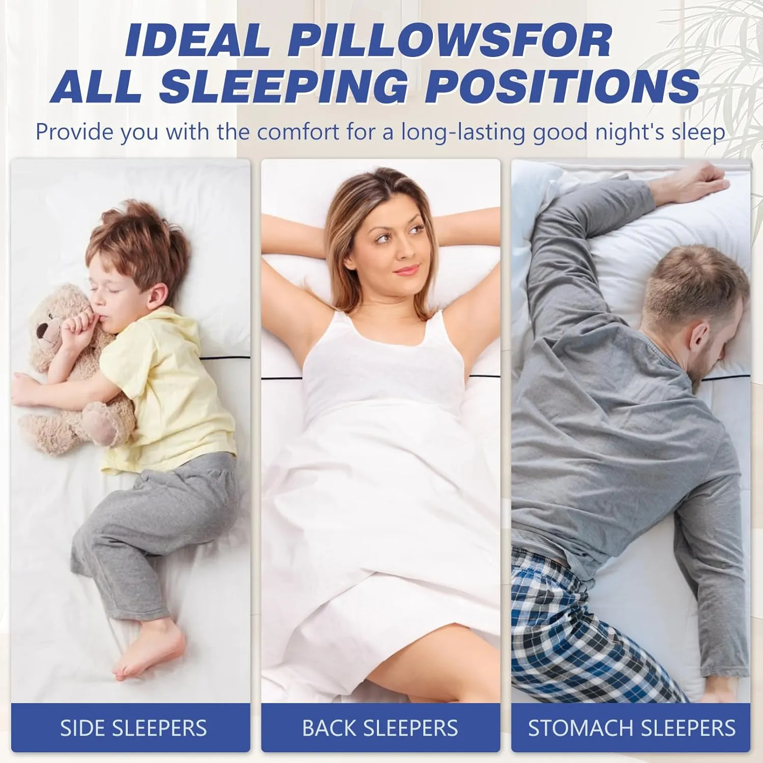 Hotel Collection Bed Pillows for Sleeping 2 Pack King Size Cooling Pillows Set of 2 for Back, Stomach or Side Sleepers, Super Soft Down Alternative Microfiber Filled Pillows