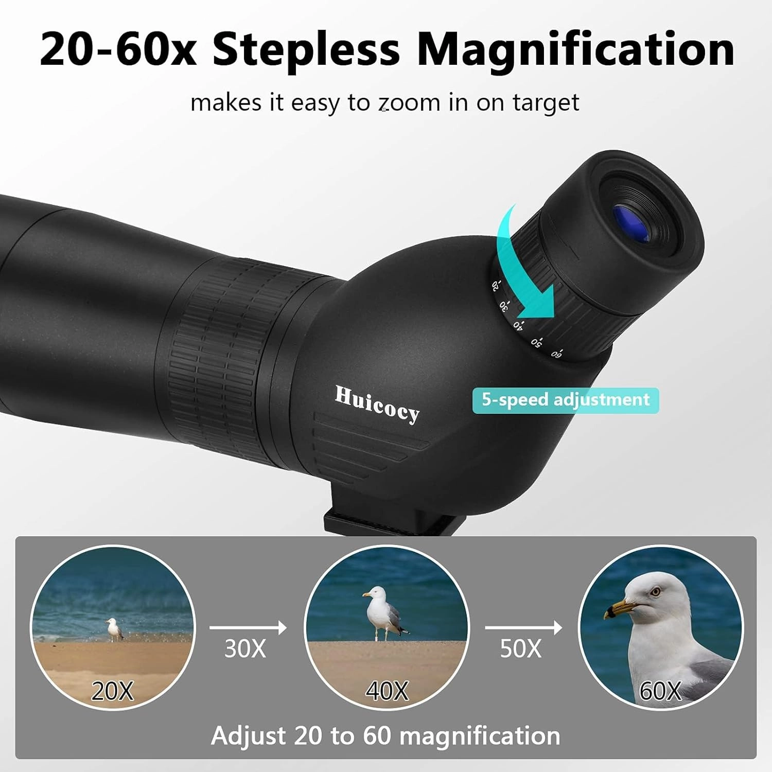 HUICOCY Spotting Scopes, 39-19m/1000m Spotting Scopes with Tripod, FMC Lens, BAK4 45 Degree Angled Eyepiece, Fogproof Scope with Phone Adapter, Carry Bag, Bird Watching Wildlife Scenery