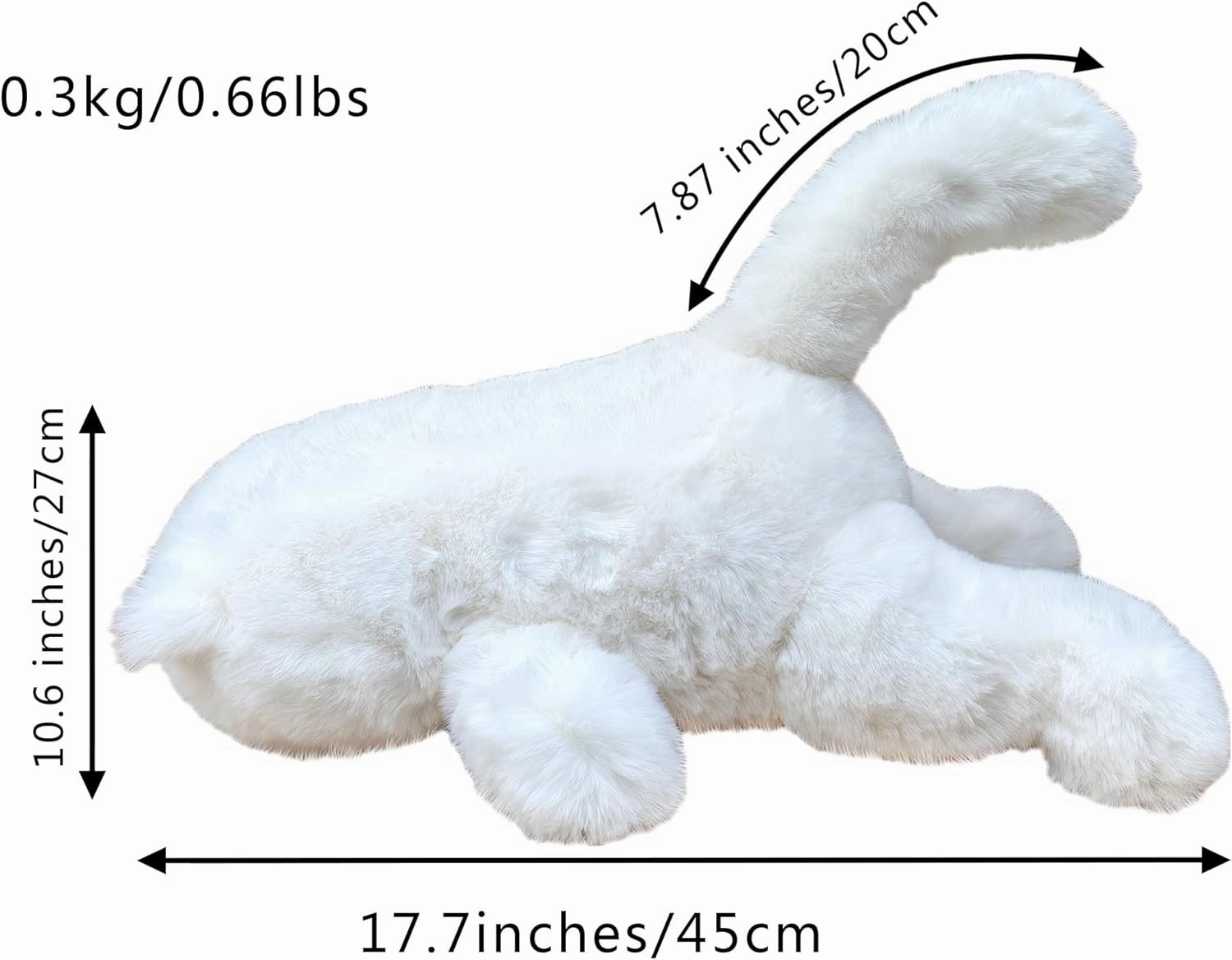 HUIJUFU Realistic Cat Plush Toy 45CM/18Inch- Stuffed Animal Plushie, Lifelike Stuffed Cat, Soft Plush Toy, Peluche de Gato(White)