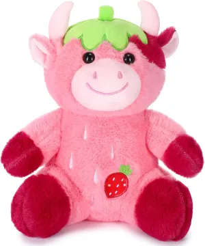 HyDren Pink Cow Stuffed Animal 9. 8" Soft Cute Strawberry Plush Animal Toy Stuffed Cows Doll Birthday Gifts for Boys Girls Kids Toddlers