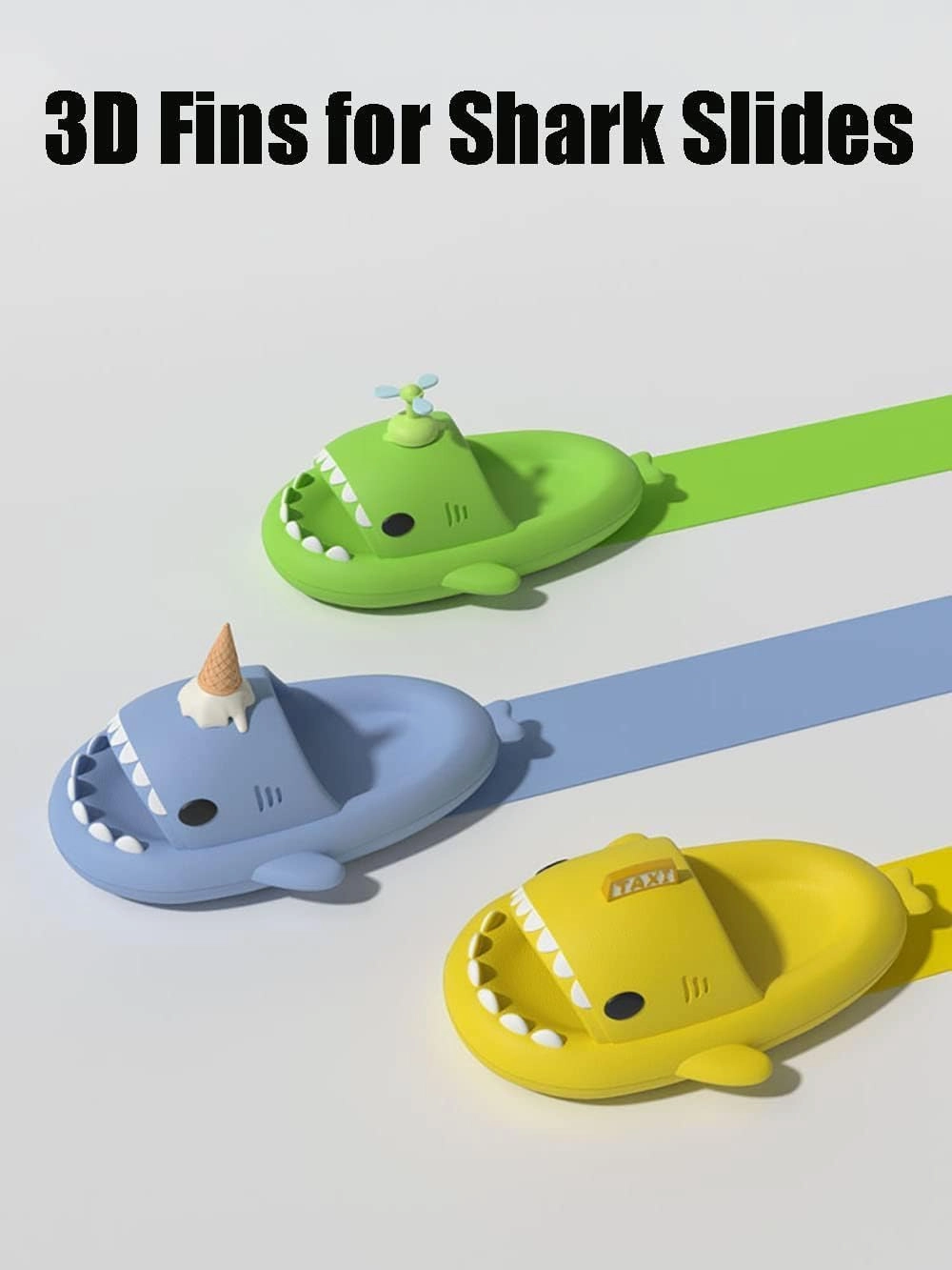 Ice Cream Shark Slides, Cute Cartoon 3D Cloud Shark House Slippers Shoes Sandals For Women Men
