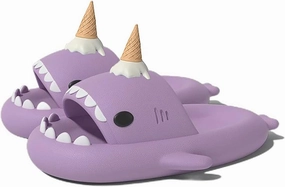Ice Cream Shark Slides, Cute Cartoon 3D Cloud Shark House Slippers Shoes Sandals For Women Men