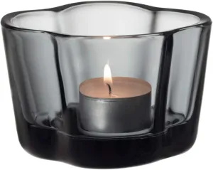 Iittala Alvar Aalto Collection Tea Light Holder, Glass, Grey, 60 mm