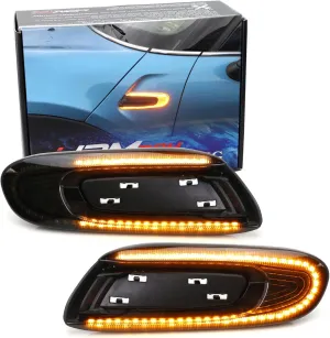 iJDMTOY Euro Smoked Lens Sequential Blink Amber LED Fender Side Marker Light Kit Compatible With MINI Cooper F55 F56 F57 Hardtop/5-Door/Convertible, 56 LED Diodes, Replace OEM Amber/Clear Sidemarkers