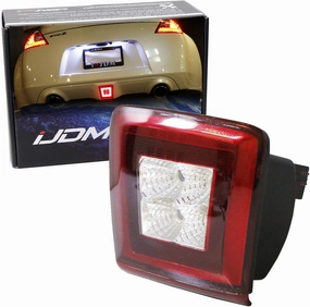 iJDMTOY 72-002-Red Clear Lens Bumper Fog Light Kit Compatible with 2009-2020 Nissan 370Z & 2013-17 Juke Nismo, Powered by Red Brake/Rear Fog & White LED as Backup Reverse Lamp