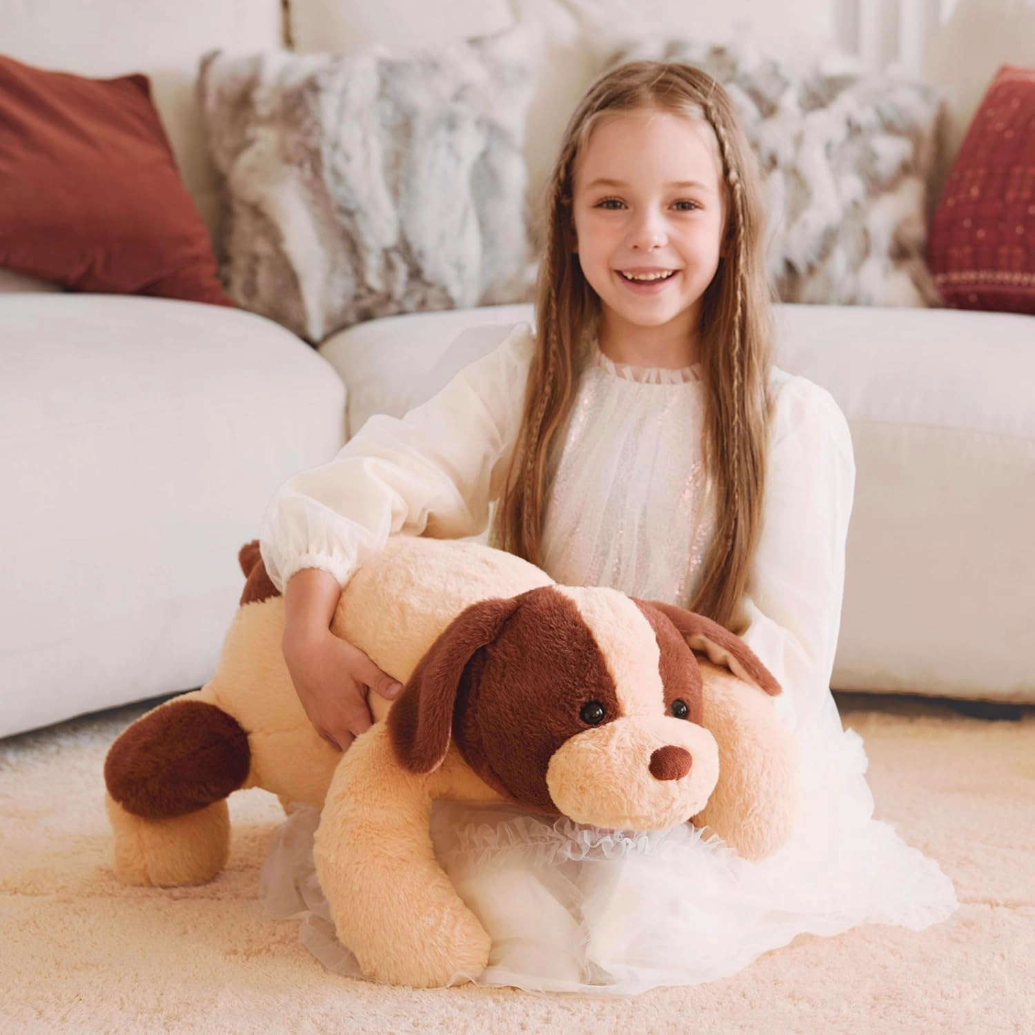 IKASA 5lbs Weighted Stuffed Animal Dog,27.5 inches Plush Toy Giant Large Big Jumbo Soft Puppy,Huge Size Cute Fat Plushie,Gift for Kids