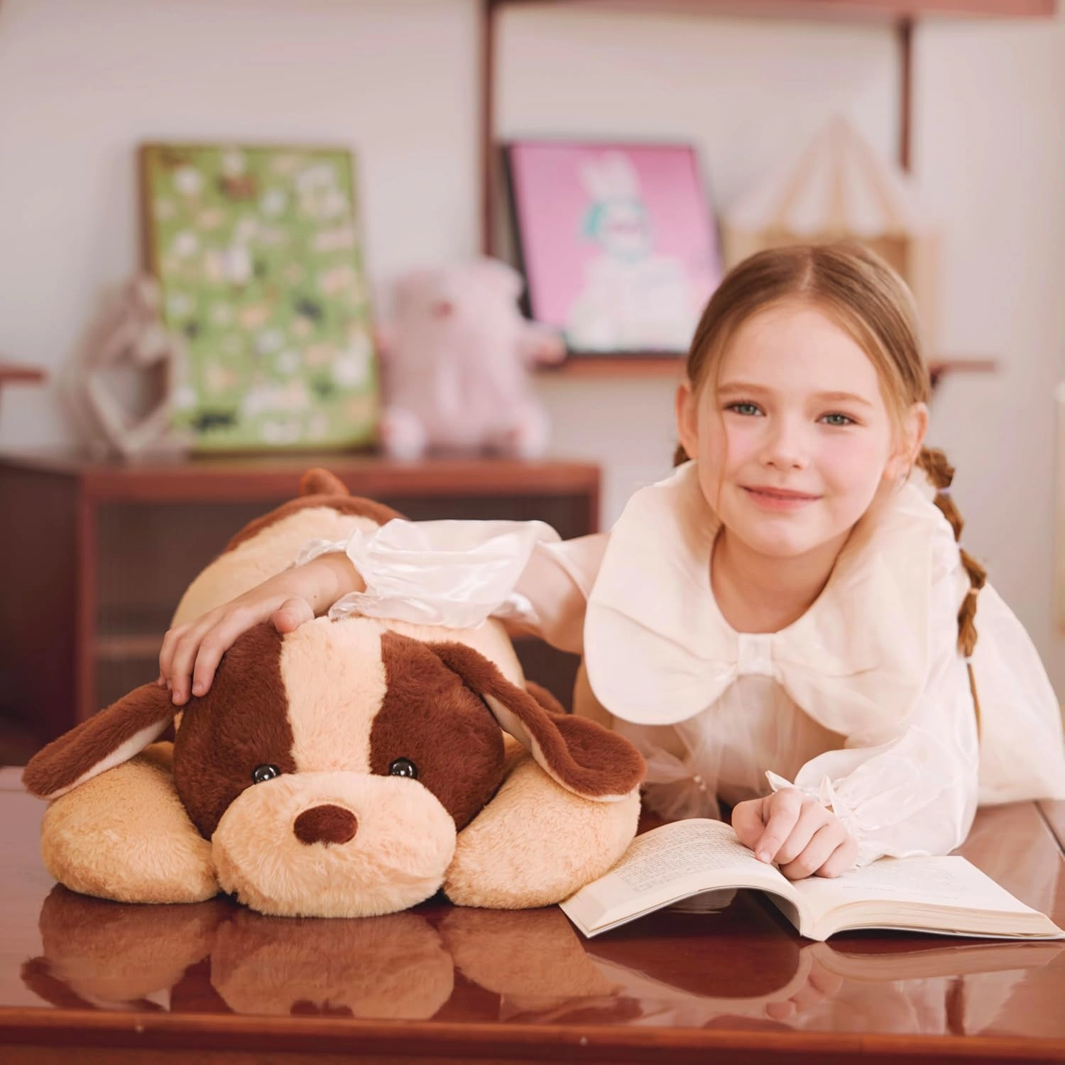 IKASA 5lbs Weighted Stuffed Animal Dog,27.5 inches Plush Toy Giant Large Big Jumbo Soft Puppy,Huge Size Cute Fat Plushie,Gift for Kids