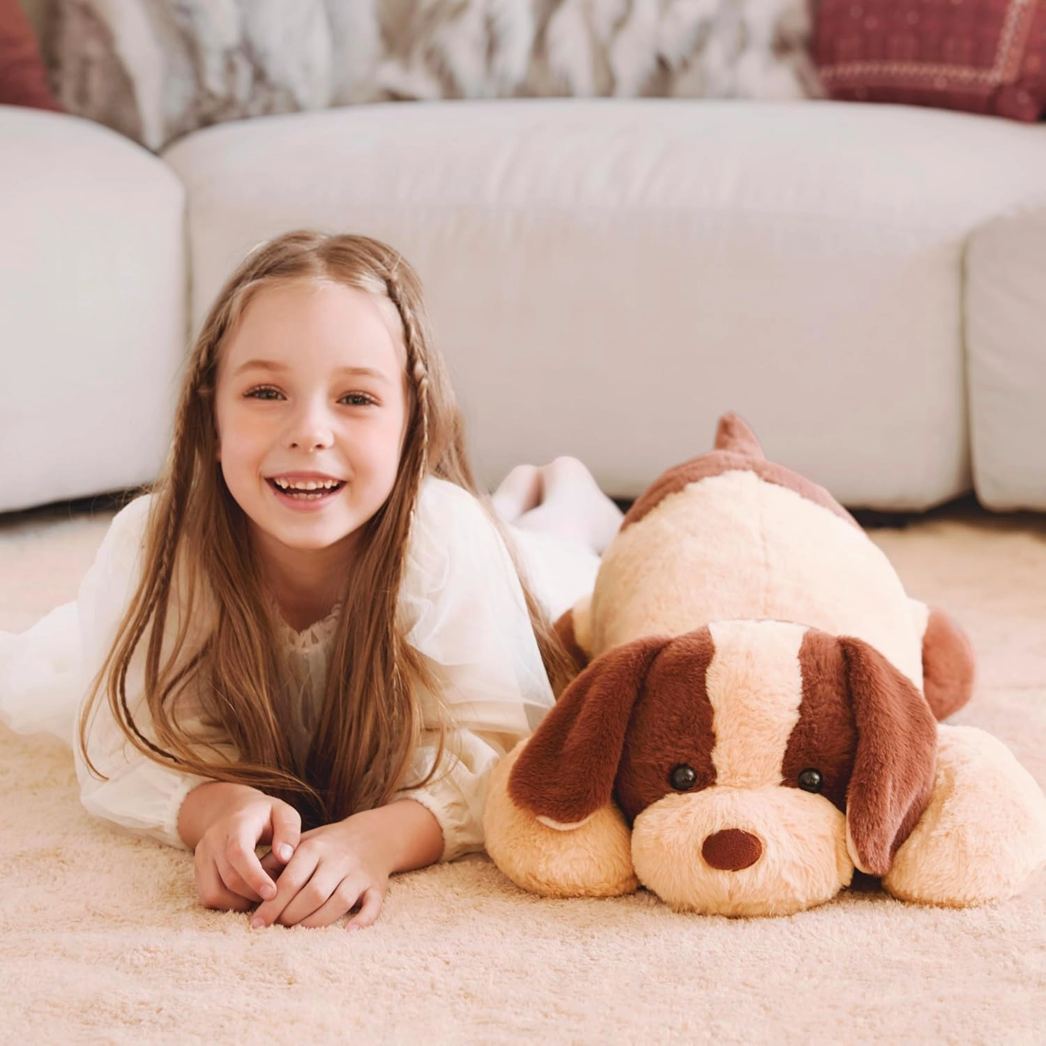 IKASA 5lbs Weighted Stuffed Animal Dog,27.5 inches Plush Toy Giant Large Big Jumbo Soft Puppy,Huge Size Cute Fat Plushie,Gift for Kids