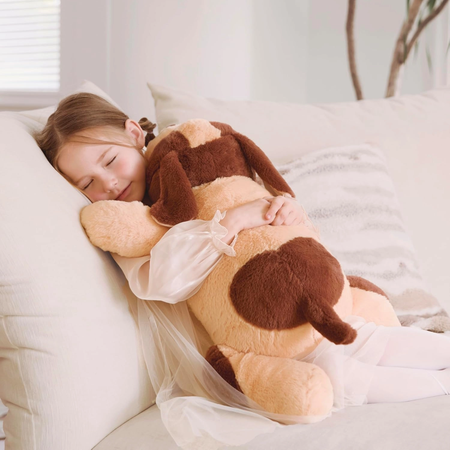 IKASA 5lbs Weighted Stuffed Animal Dog,27.5 inches Plush Toy Giant Large Big Jumbo Soft Puppy,Huge Size Cute Fat Plushie,Gift for Kids