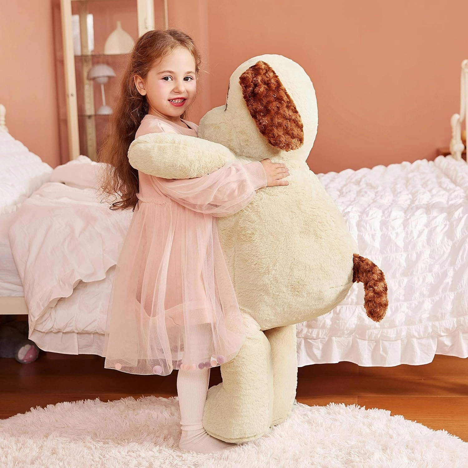 IKASA Giant Dog Labrador Stuffed Animal Plush Toys,Puppy Soft Toy Large Cute Huge Jumbo Big Size Plushie,Gifts for Kids (30 inches, Light Brown)