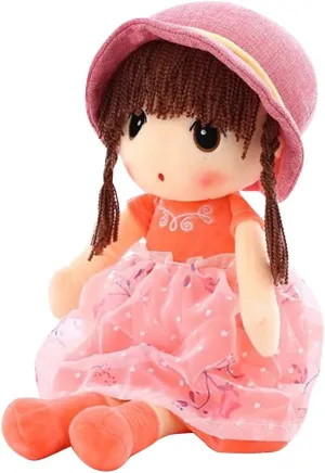 ikasus Rag Dolls for Girls,Plush Baby Doll Girl for Kids, 17.7 Sweetheart Soft Baby Doll Cloth Dolls,Plush Stuffed Toy with Hat Skirt Plush Toy Baby Girls Sleeping Partner Doll Xmas Birthday Gift