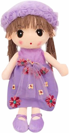 ikasus Soft Baby Doll with Clothes, Kawaii 17.7 Rag Doll Ragdoll Stuffed Plush Girl Toy Doll with Hat Skirt Handmade Princess Plush Toy Baby Girls Sleeping Partner Doll Xmas Birthday Gift