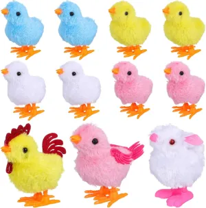 IMIKEYA 11PCS Wind Up Chicks Bunny Toys: Colorful Wind-Up Jumping Chick Chicken Toy Plush Chicks Wind Up Toys for Kids Toddlers Easter Egg Hunt Basket Stocking Goodie Bags Easter Party Favors