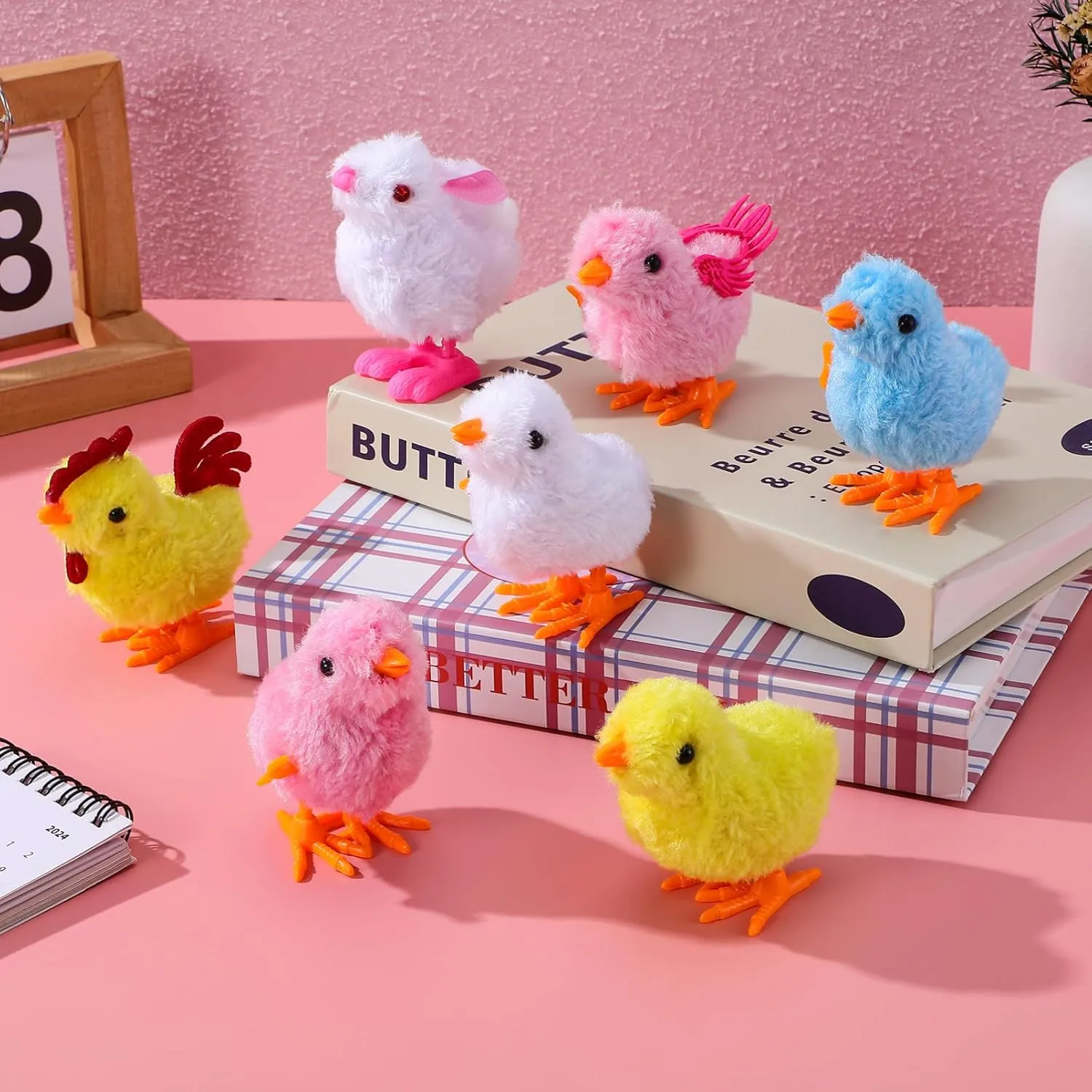 IMIKEYA 11PCS Wind Up Chicks Bunny Toys: Colorful Wind-Up Jumping Chick Chicken Toy Plush Chicks Wind Up Toys for Kids Toddlers Easter Egg Hunt Basket Stocking Goodie Bags Easter Party Favors