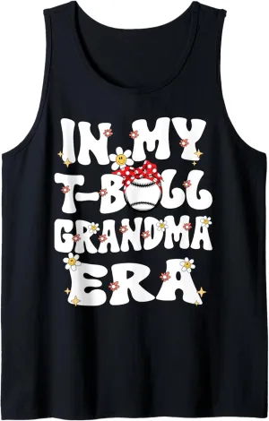 In My Tball Grandma Era Retro Groovy Teeball Grandma Cute Tank Top