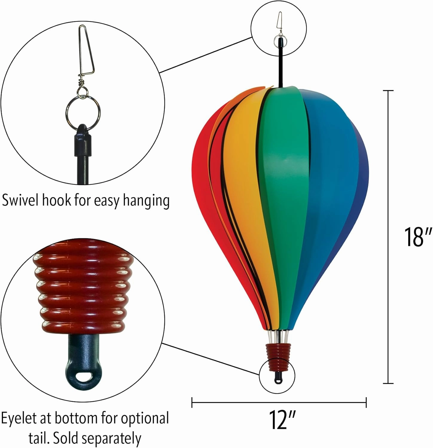 In the Breeze Rainbow Poly 10-Panel Hot Air Balloon