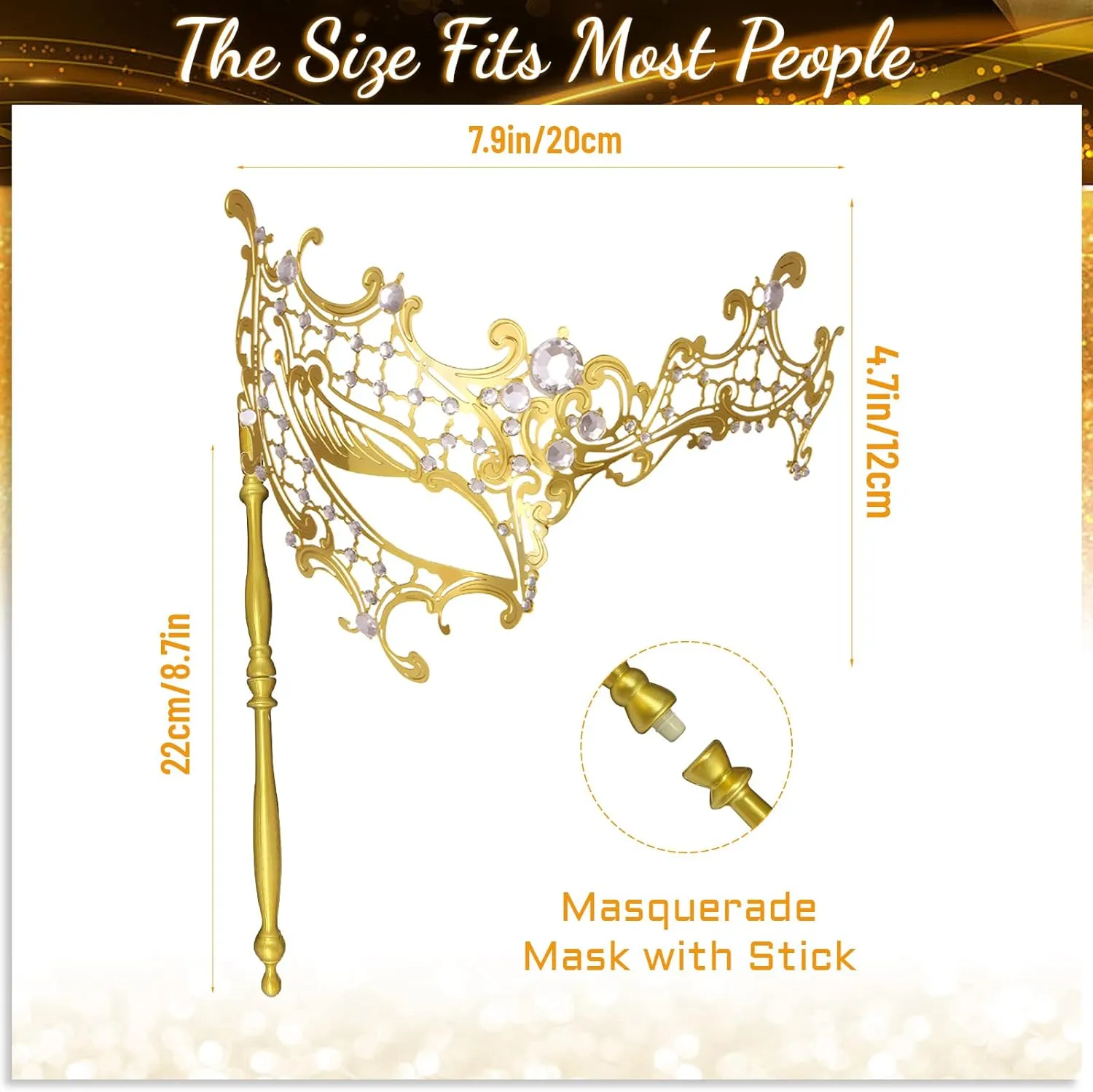 IncreDecor Masquerade Mask for Women - Shiny Metal Mask for Halloween & Mardi Gras Parties