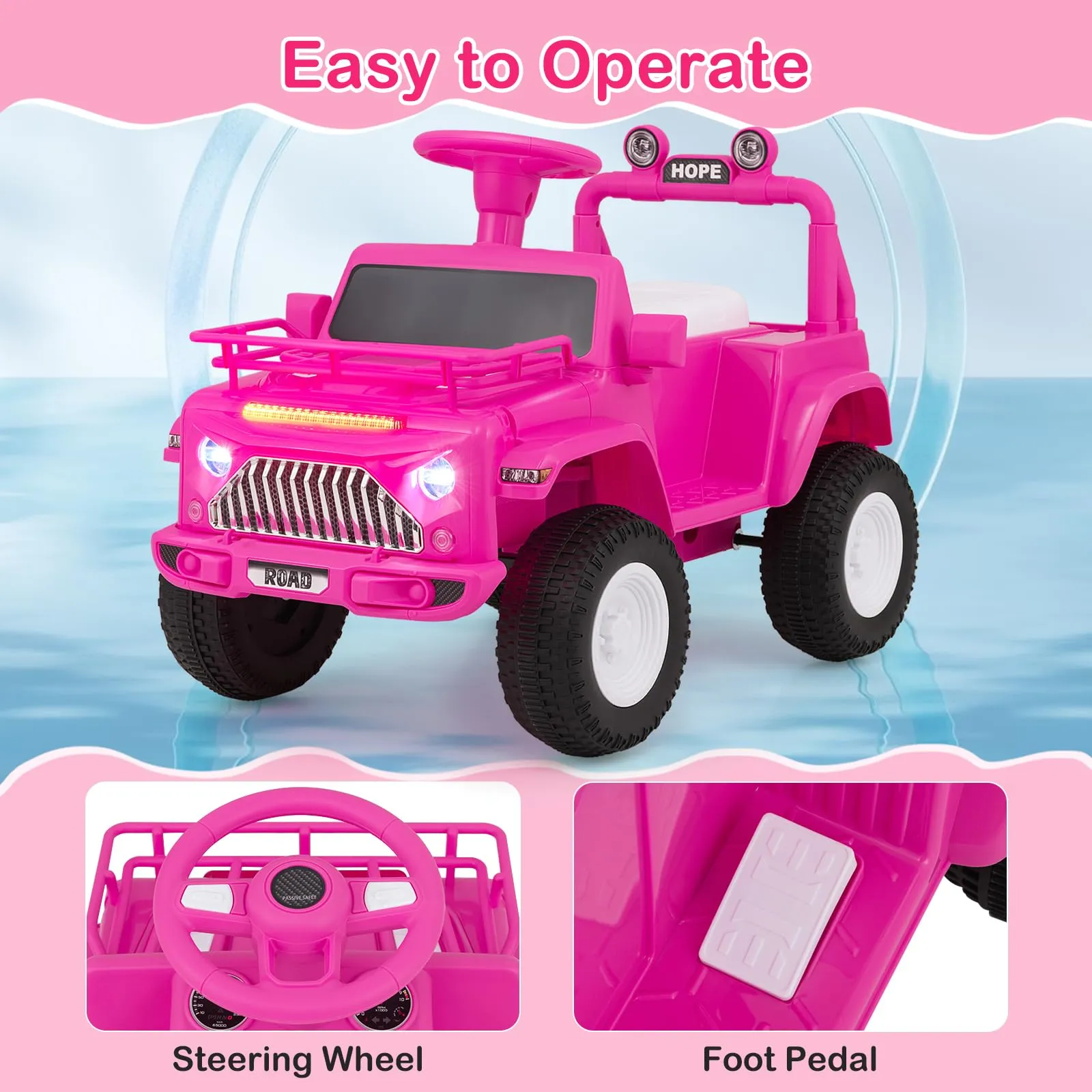 INFANS Kids Ride on Car, 6V Battery Powered Electric Vehicle ATV for Toddlers with Foot Pedal, Music