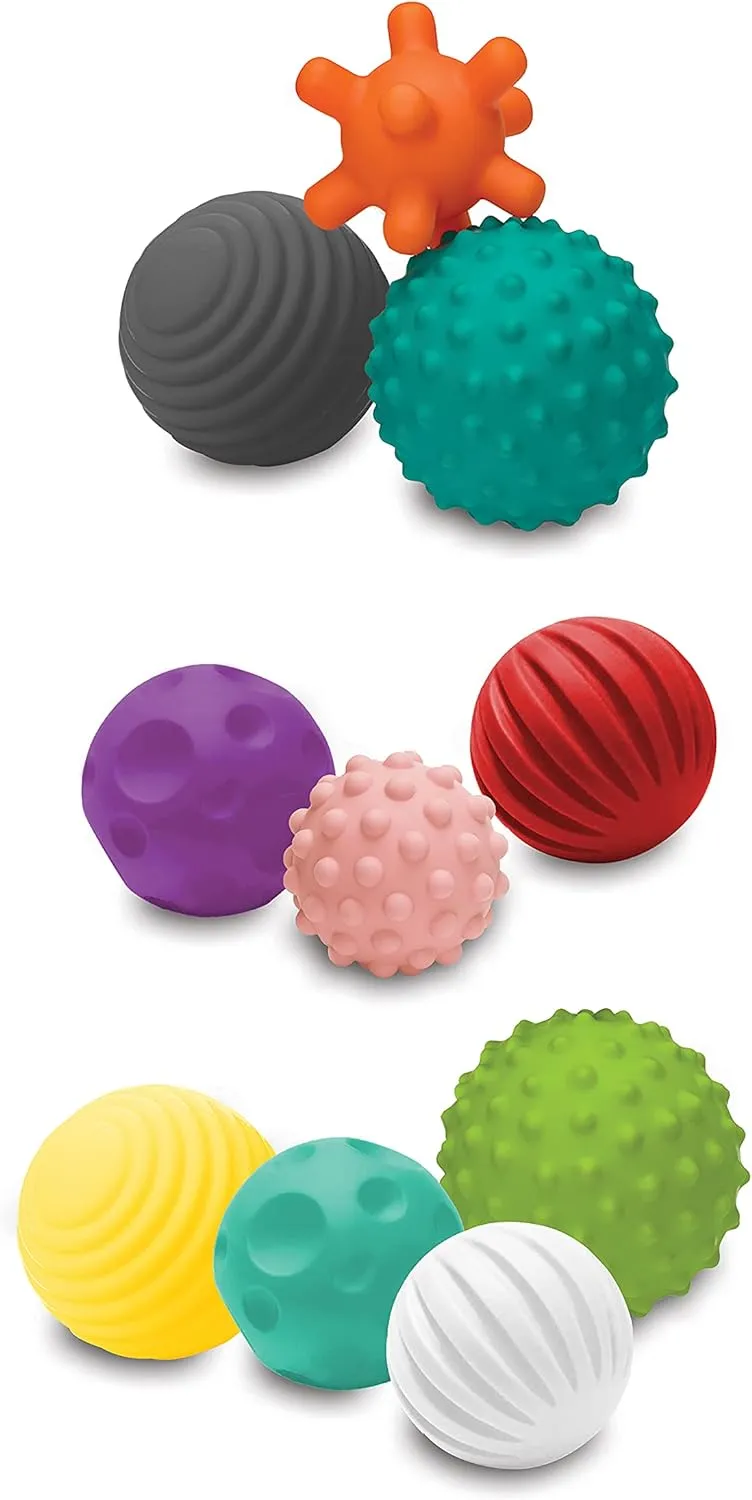 Infantino Textured Multi Ball Set - Toy for Sensory Exploration and Engagement for Ages 6 Months and up, 10 Piece Set, Small