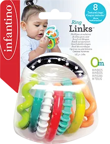 Infantino- Textured Ring Links-Multicolor