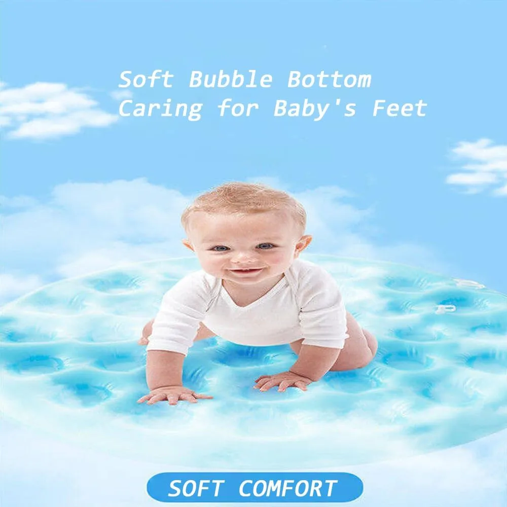 Inflatable Baby Kiddie Pools, 3 Rings Round Swimming Pool, Toddler Fun Water Swim Beach Floaties Toys, Kids Fishing Pond Ball Pit Pool, Small Infant Pool (Blue, 35 inch)