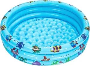 Inflatable Baby Kiddie Pools, 3 Rings Round Swimming Pool, Toddler Fun Water Swim Beach Floaties Toys, Kids Fishing Pond Ball Pit Pool, Small Infant Pool (Blue, 35 inch)