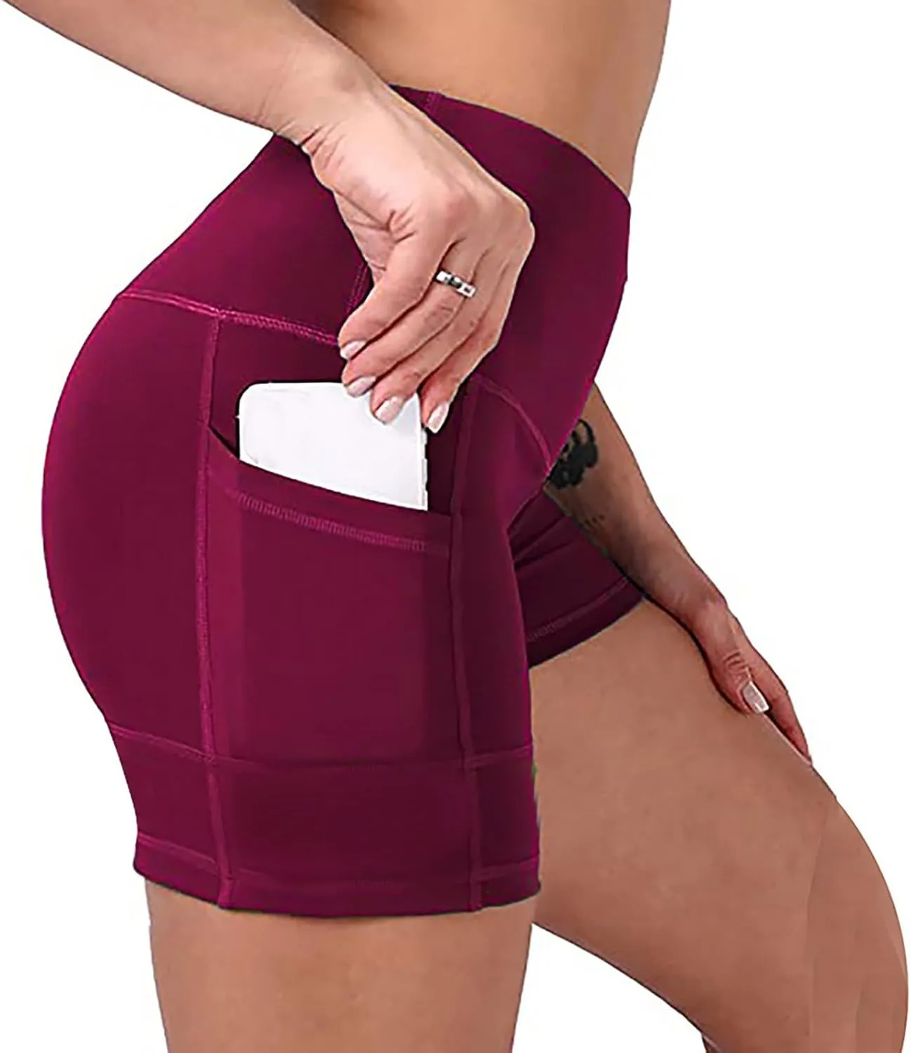 Intensify Workout Shorts for Women Women Butt Lifting Shorts Pockets High Waisted Biker High Waisted Tummy Control