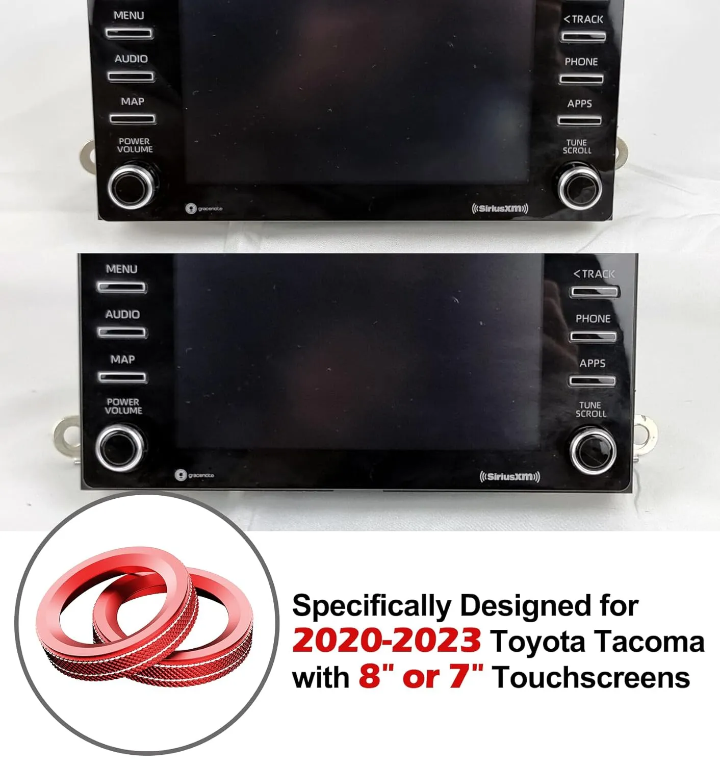 Interior Accessories for Toyota Tacoma 2023 2022 2021 2020 with 8" or 7" Touchscreens, Decorated A/C Vent Trim Rings Button Knob Covers for Air Conditioner AC Audio CD Radio Switch, 10 PCS
