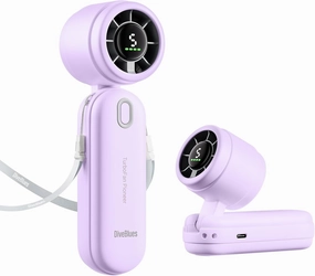iTurbo Handheld Turbo Fan, Mini Foldable Portable Hand Fans, Rechargeable Battery, 5 Gear High Speeds Led Display,Powerful Airflow, 12Hrs Cooling Small Fan Travel Essentials Beach, Outdoor, Work