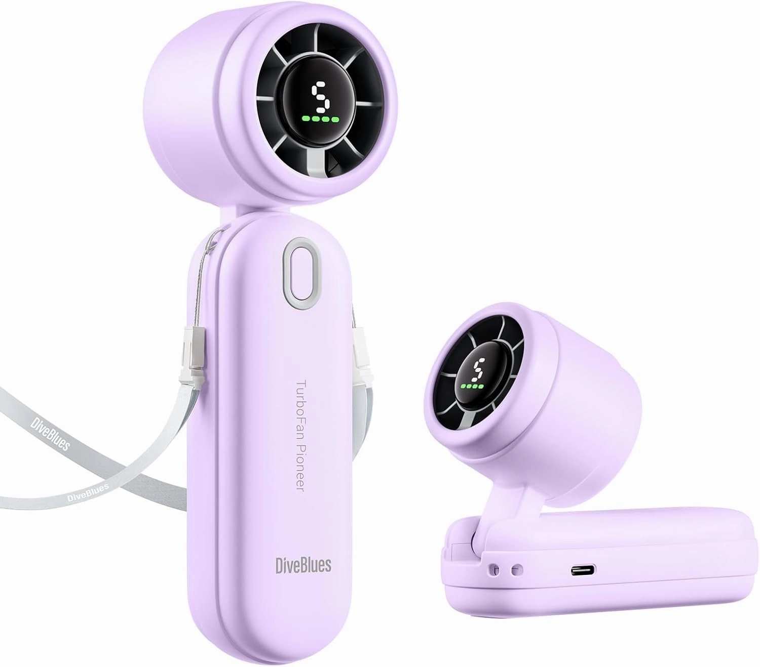 iTurbo Handheld Turbo Fan, Mini Foldable Portable Hand Fans, Rechargeable Battery, 5 Gear High Speeds Led Display,Powerful Airflow, 12Hrs Cooling Small Fan Travel Essentials Beach, Outdoor, Work