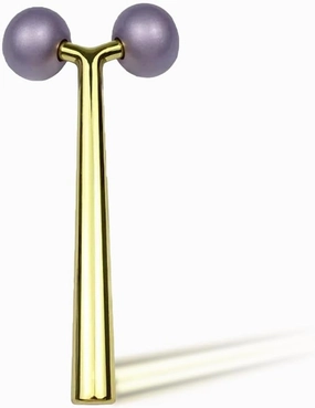 Ivy mwein Facial and Body Color Roller Massager, Y-Shaped Cooling Metal Contour to Reduce Puffiiness, Face Lift, Anti Aging, Skin Tightening, Reduce Wrinkles (Purple/Gold, 5.5 in.)