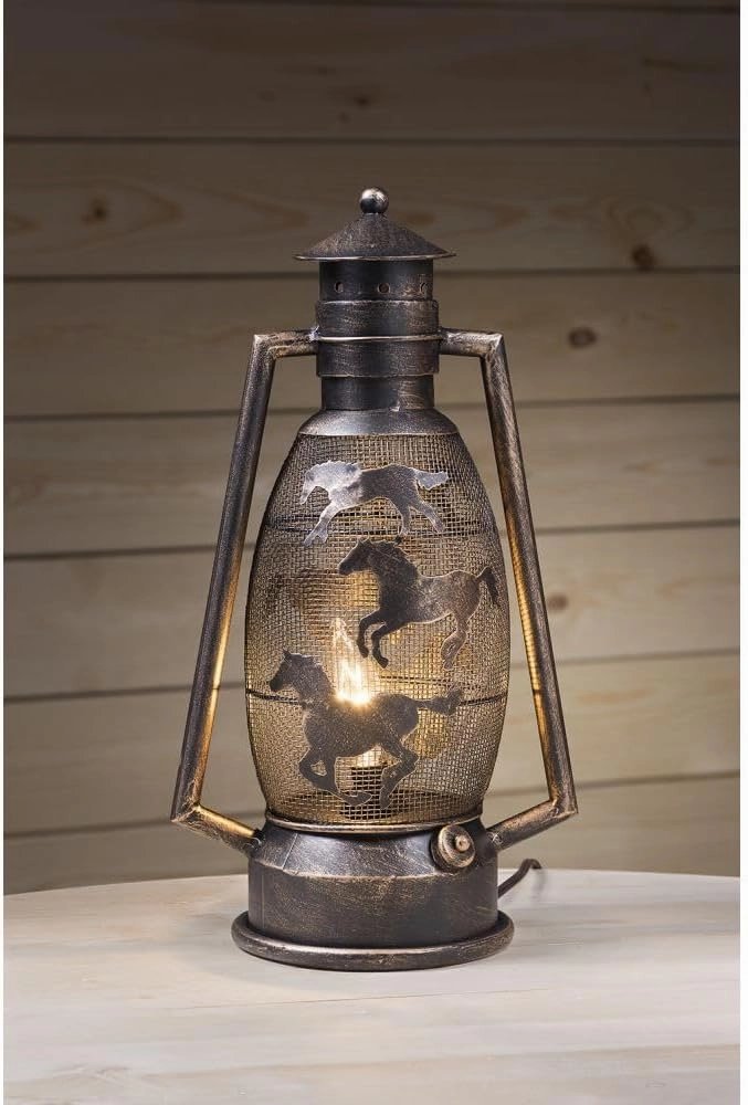 J.T. Industries Western Cutout Lantern Bronze Horse