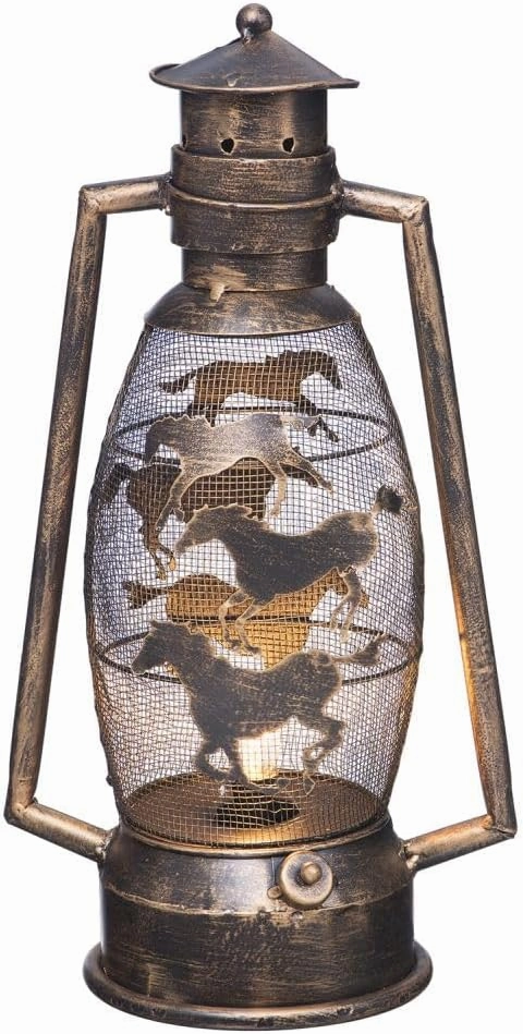 J.T. Industries Western Cutout Lantern Bronze Horse